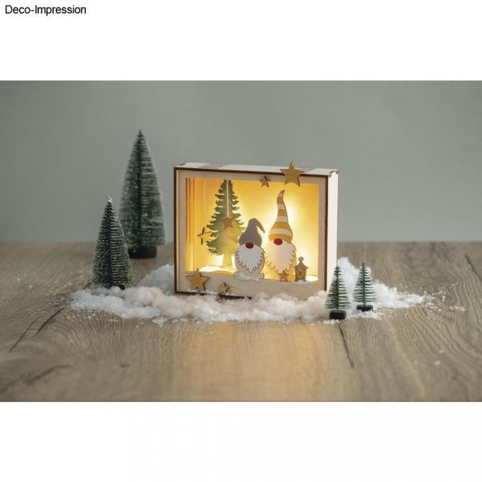 Weihnachtsmotiv Wichtel mit LED Kette Bausatz Weihnachtsdekoration selber basteln