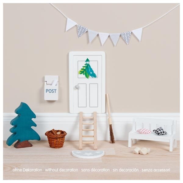 Wichteltür mit Accessoires Wichtel Eingang Wohnung Holzspiel Weihnachtsdeko Wichteltür