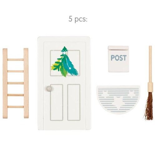 Wichteltür mit Accessoires Wichtel Eingang Wohnung Holzspiel Weihnachtsdeko Wichteltür